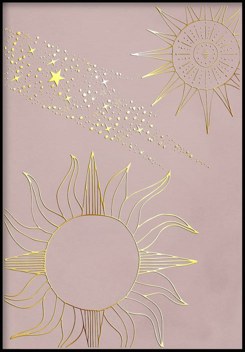 Galaxia del sol Real Oro Póster